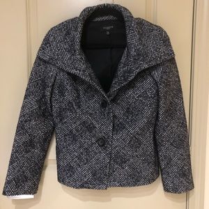 Talbots Black &White Shimmer Tweed Coat 3/4 Sleeve